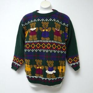 VTG 80s Jet Set bears sweater . made in USA